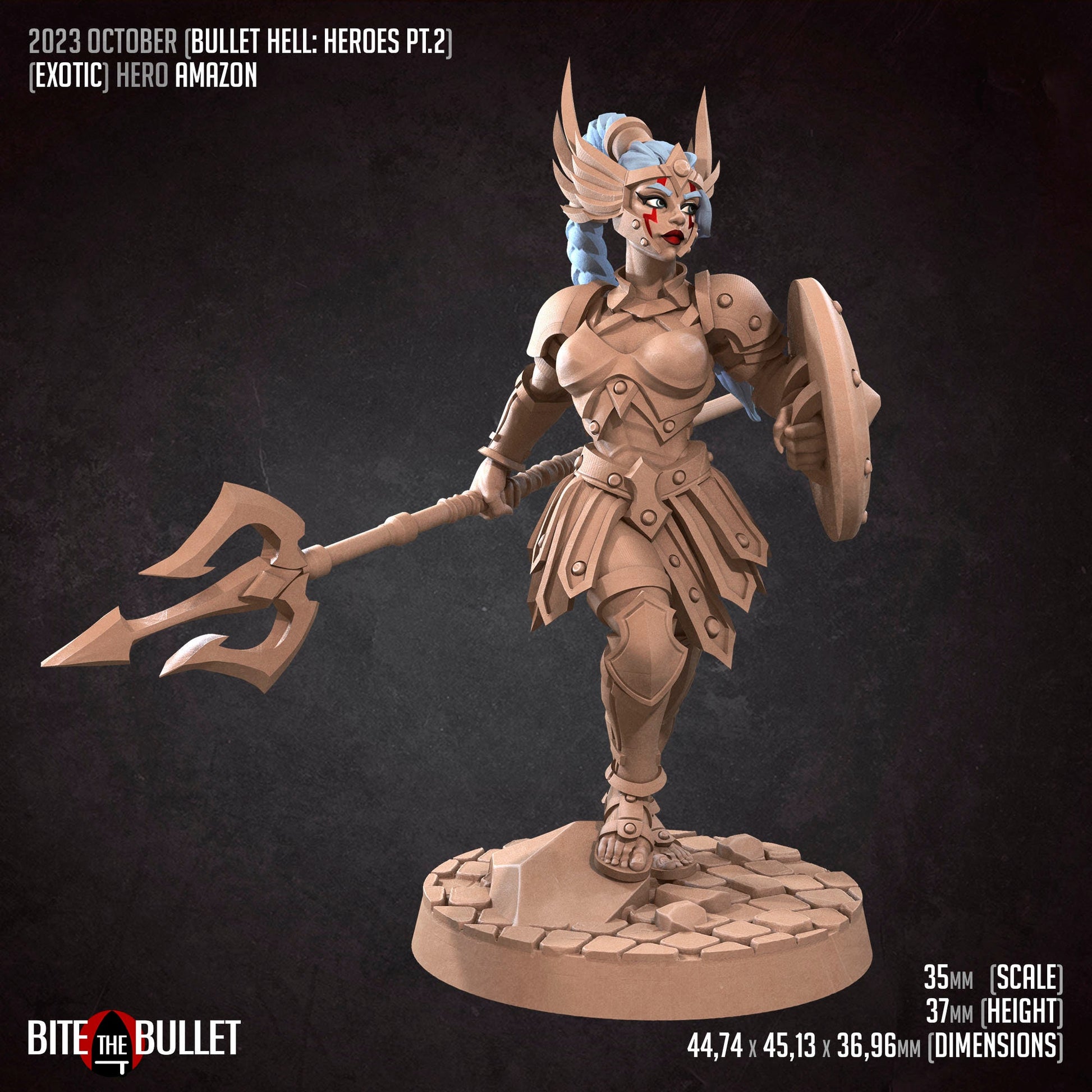 Hero Amazon | NSFW Option | Bite The Bullet | 35mm Scale | Resin Printed Tabletop RPG Miniature Figures | DND | 5E