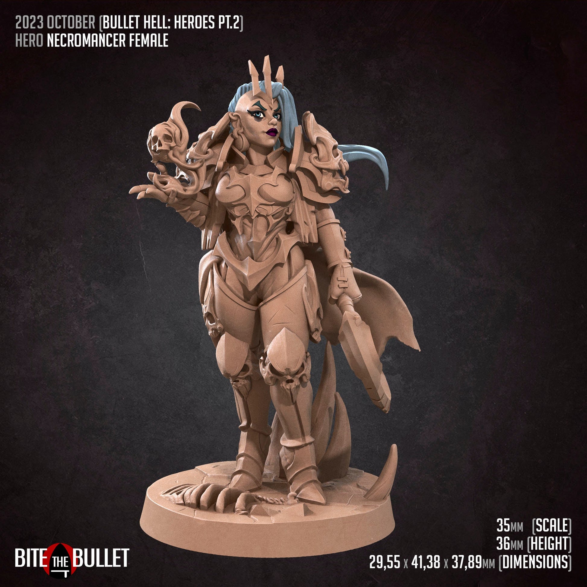 Necromancer Female | Bite The Bullet | 35mm Scale | Resin Printed Tabletop RPG Miniature Figures | DND | 5E