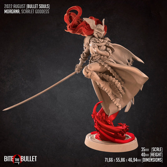 Morgana, Scarlet Goddess | Bite The Bullet | 35mm Scale | Resin Printed Tabletop RPG Miniature Figures | DND | 5E