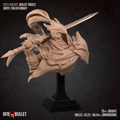 Fallen Knight Bust | Bite The Bullet | 35mm Scale | Resin Printed Tabletop RPG Miniature Figures | DND | 5E