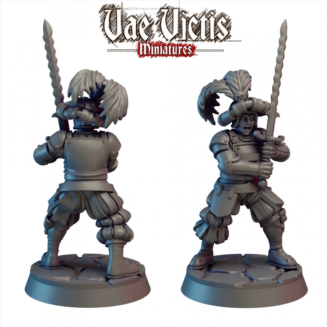 Elite Mercenaries Set Vol 2 (5 Minis) | Vae Victis Miniatures | 32mm Scale | Resin Printed Tabletop RPG Figures | DND | 5E
