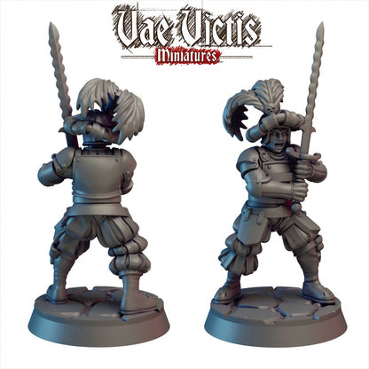 Elite Mercenaries Set Vol 2 (5 Minis) | Vae Victis Miniatures | 32mm Scale | Resin Printed Tabletop RPG Figures | DND | 5E