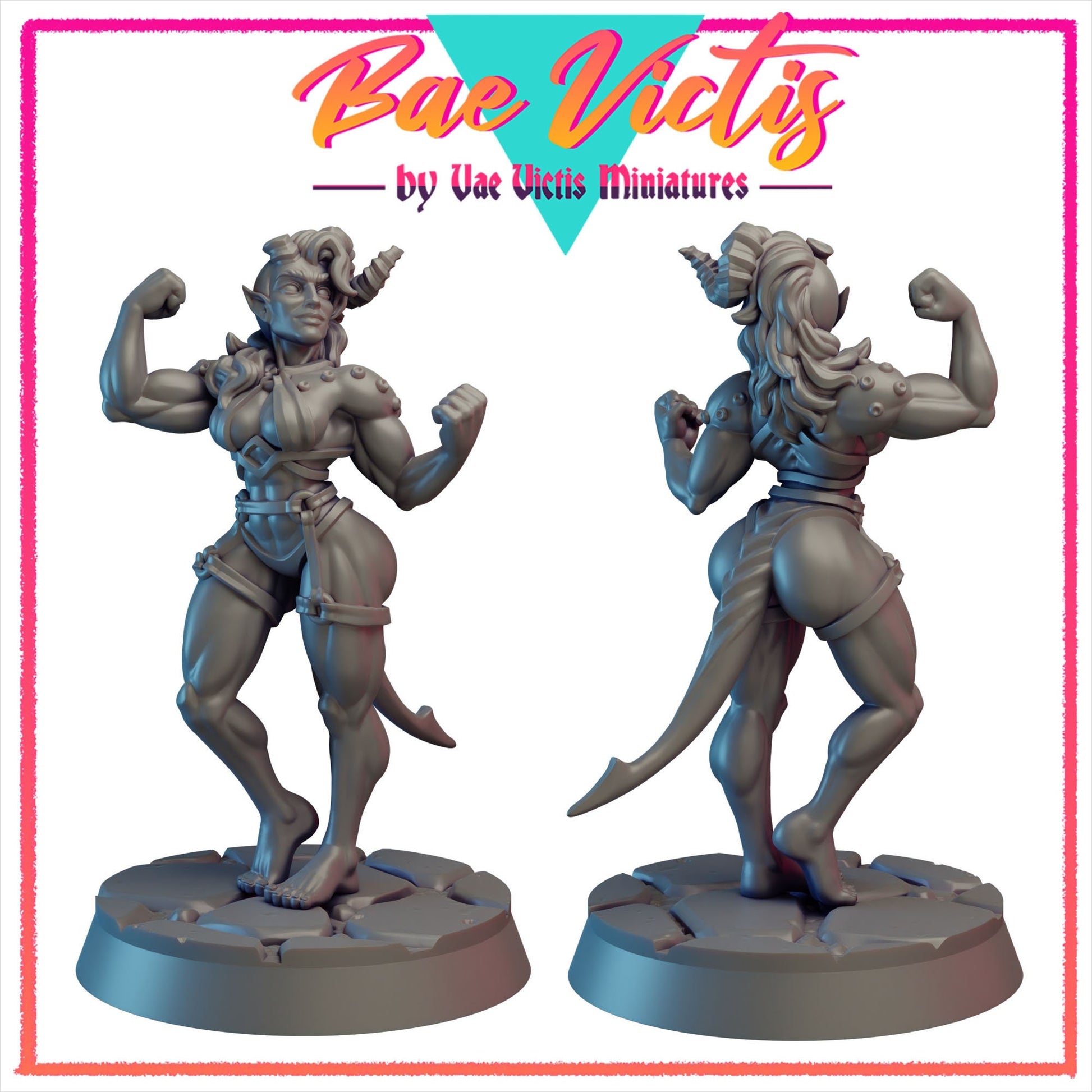 Buff Tiefling From Hell | Bae Victis | Vae Victis Miniatures | 32mm Scale | 75mm Scale | Resin Printed Tabletop RPG Figures | DND | 5E