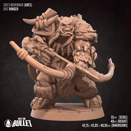 Orc Ranger & Bear | Bite The Bullet | 35mm Scale | Resin Printed Tabletop RPG Miniature Figures | DND | 5E