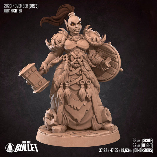 Orc Fighter | Bite The Bullet | 35mm Scale | Resin Printed Tabletop RPG Miniature Figures | DND | 5E