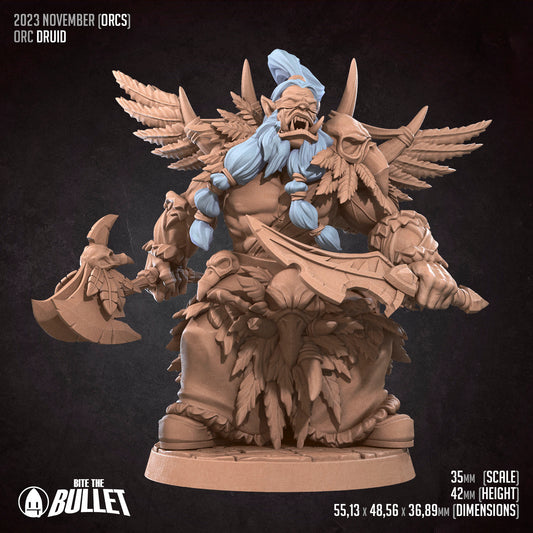 Orc Druid | Bite The Bullet | 35mm Scale | Resin Printed Tabletop RPG Miniature Figures | DND | 5E