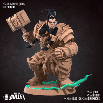 Orc Shaman | Bite The Bullet | 35mm Scale | Resin Printed Tabletop RPG Miniature Figures | DND | 5E