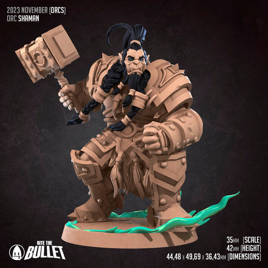 Orc Shaman | Bite The Bullet | 35mm Scale | Resin Printed Tabletop RPG Miniature Figures | DND | 5E