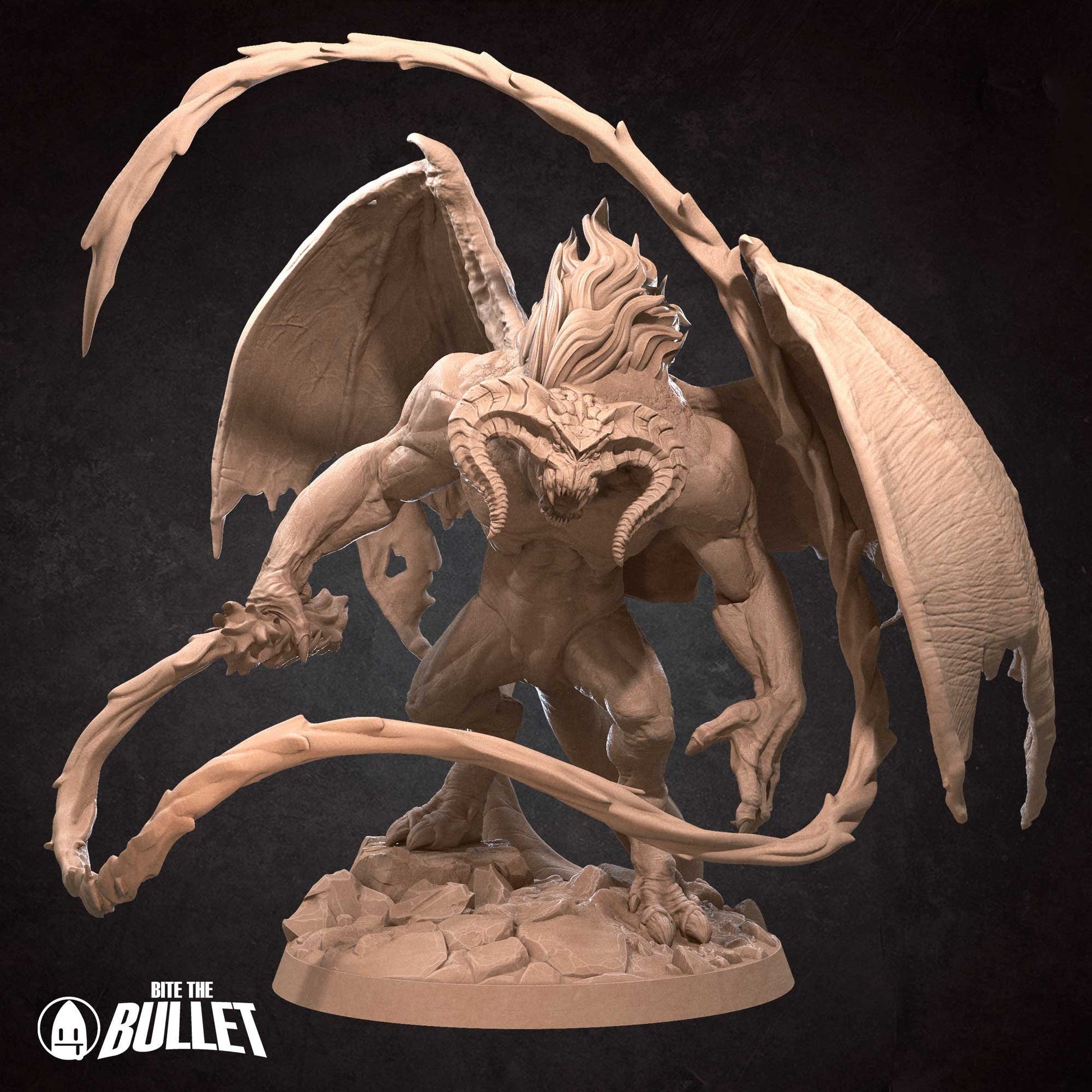 Fire Demon | Bite The Bullet | 35mm Scale | Resin Printed Tabletop RPG Miniature Figures | DND | 5E