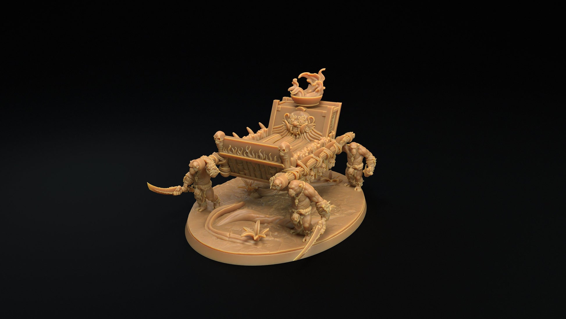 Bobokai Palanquin | Dragon Trappers Lodge | The Simiax Legions | 32mm Scale Resin Printed Tabletop RPG Figures For DND 5E and OPR