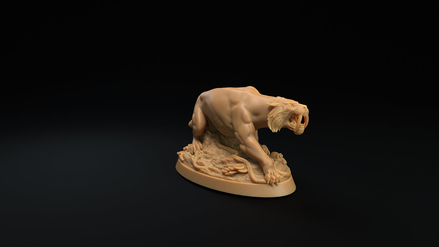 Saber-Toothed Tiger Set | Dragon Trappers Lodge | The Simiax Legions | 32mm Scale Resin Printed Tabletop RPG Figures For DND 5E and OPR