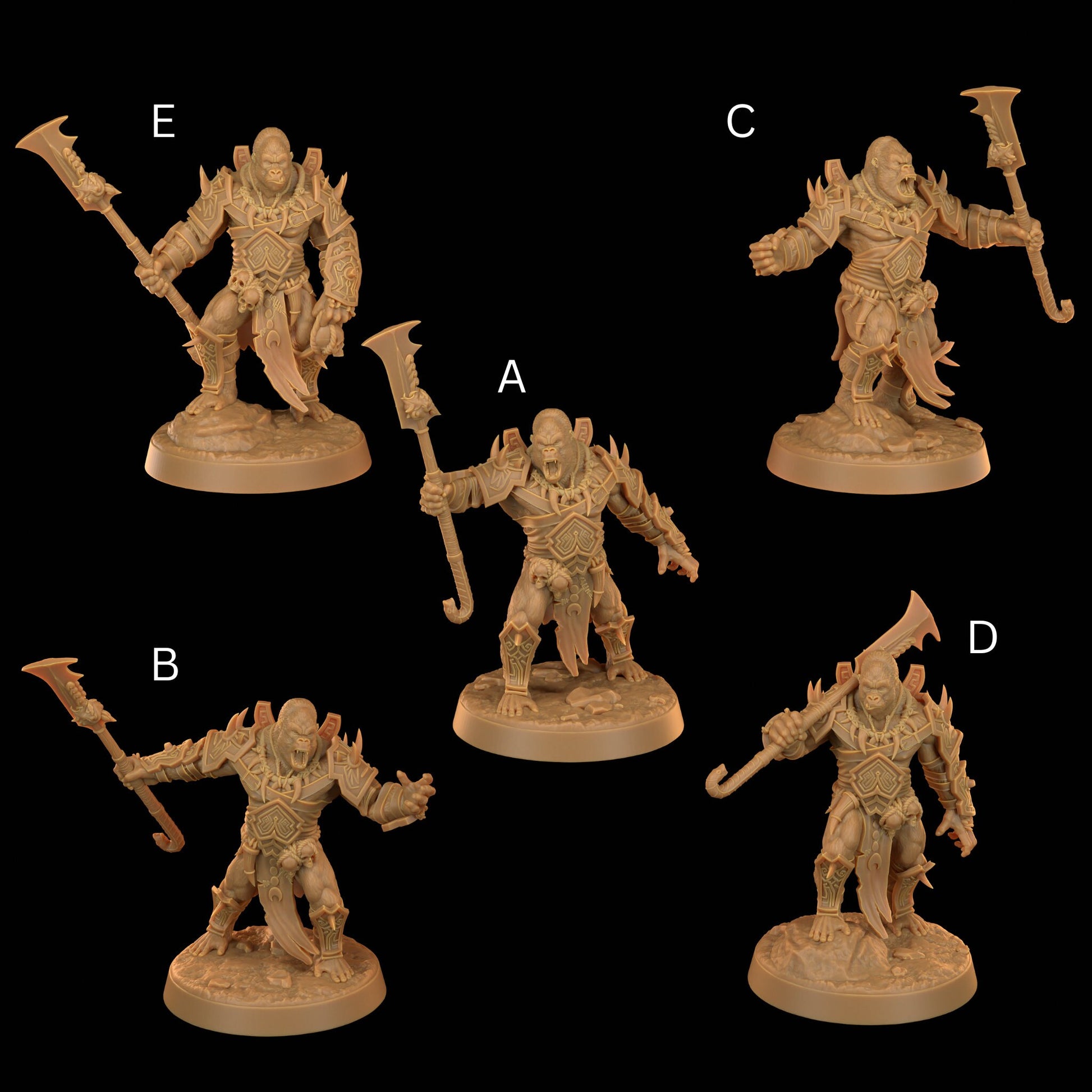 Gor'kul Ragers Set | Dragon Trappers Lodge | The Simiax Legions | 32mm Scale Resin Printed Tabletop RPG Figures For DND 5E and OPR