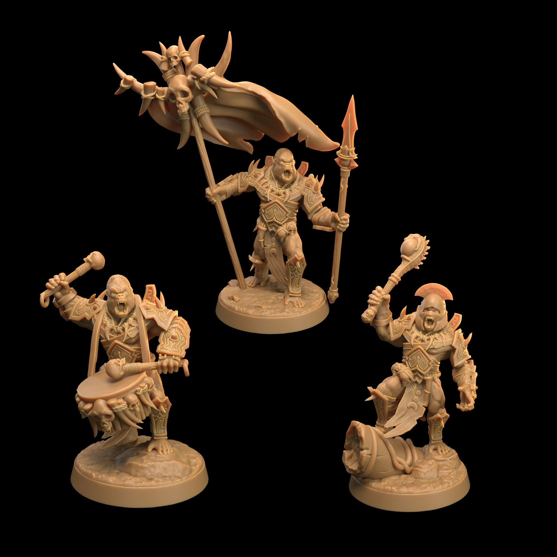Gor'Kul Command Group | Dragon Trappers Lodge | The Simiax Legions | 32mm Scale Resin Printed Tabletop RPG Figures For DND 5E and OPR