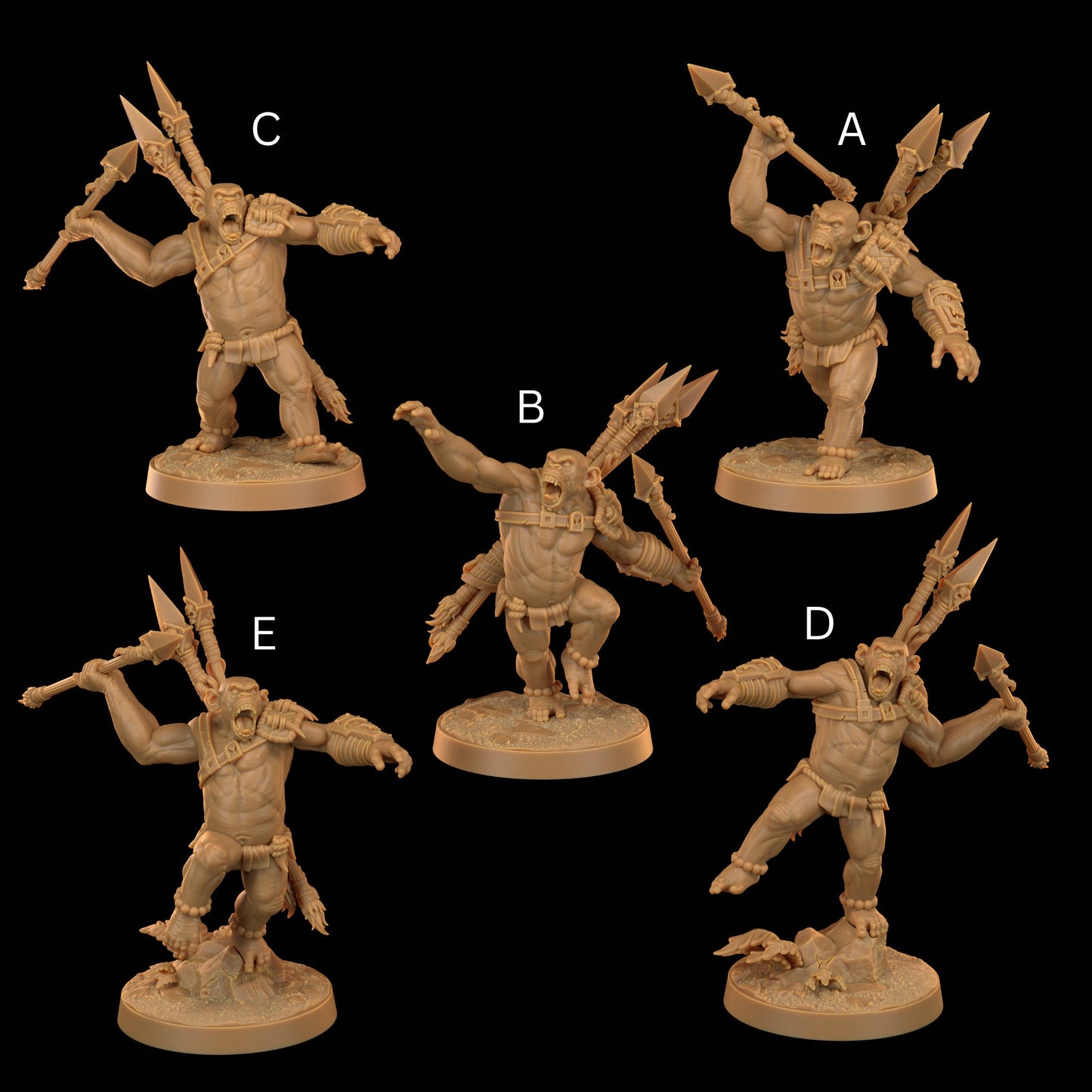 Bobokai Skewers Set | Dragon Trappers Lodge | The Simiax Legions | 32mm Scale Resin Printed Tabletop RPG Figures For DND 5E and OPR