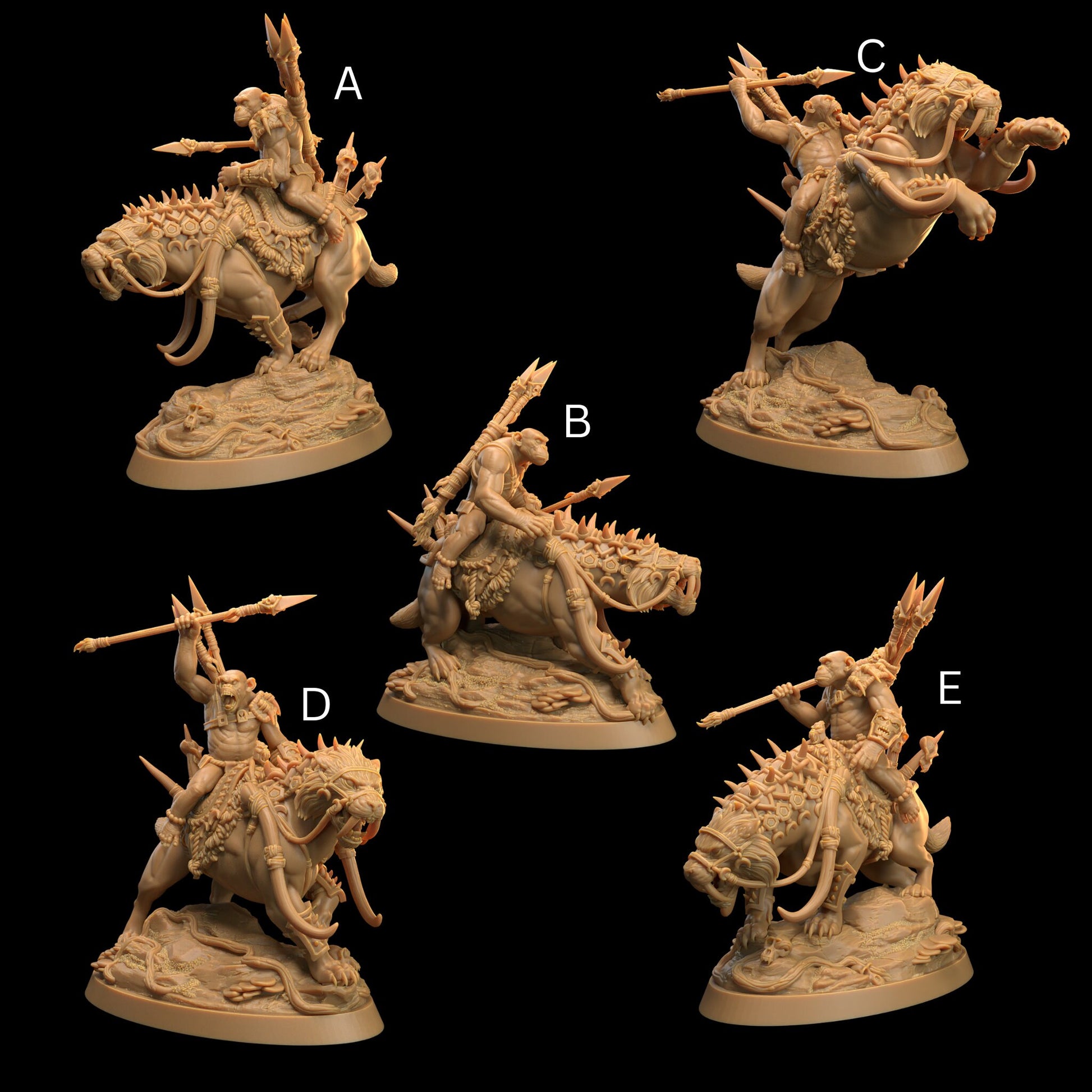 Bobokai Prowlers Set | Dragon Trappers Lodge | The Simiax Legions | 32mm Scale Resin Printed Tabletop RPG Figures For DND 5E and OPR