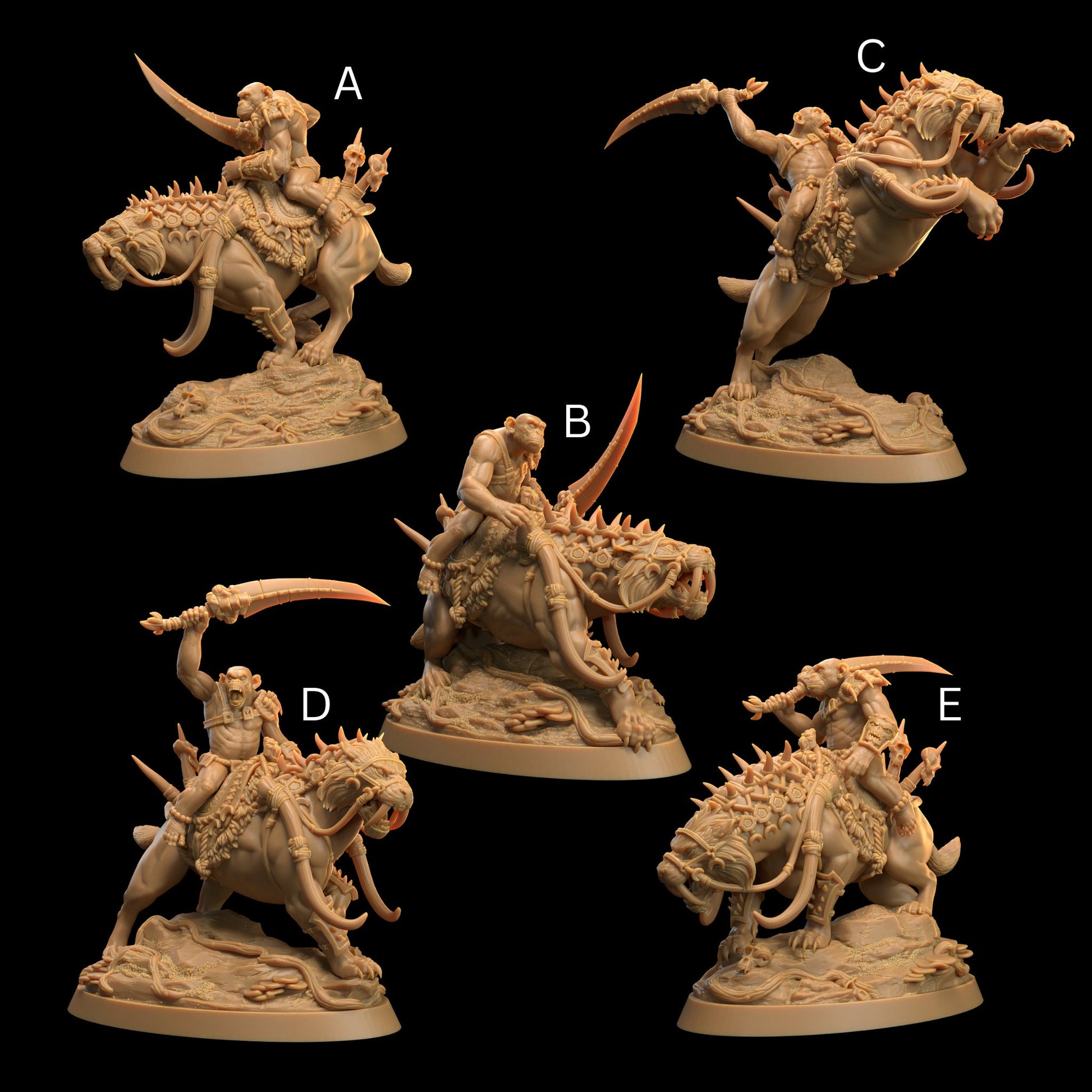 Bobokai Prowlers Set | Dragon Trappers Lodge | The Simiax Legions | 32mm Scale Resin Printed Tabletop RPG Figures For DND 5E and OPR