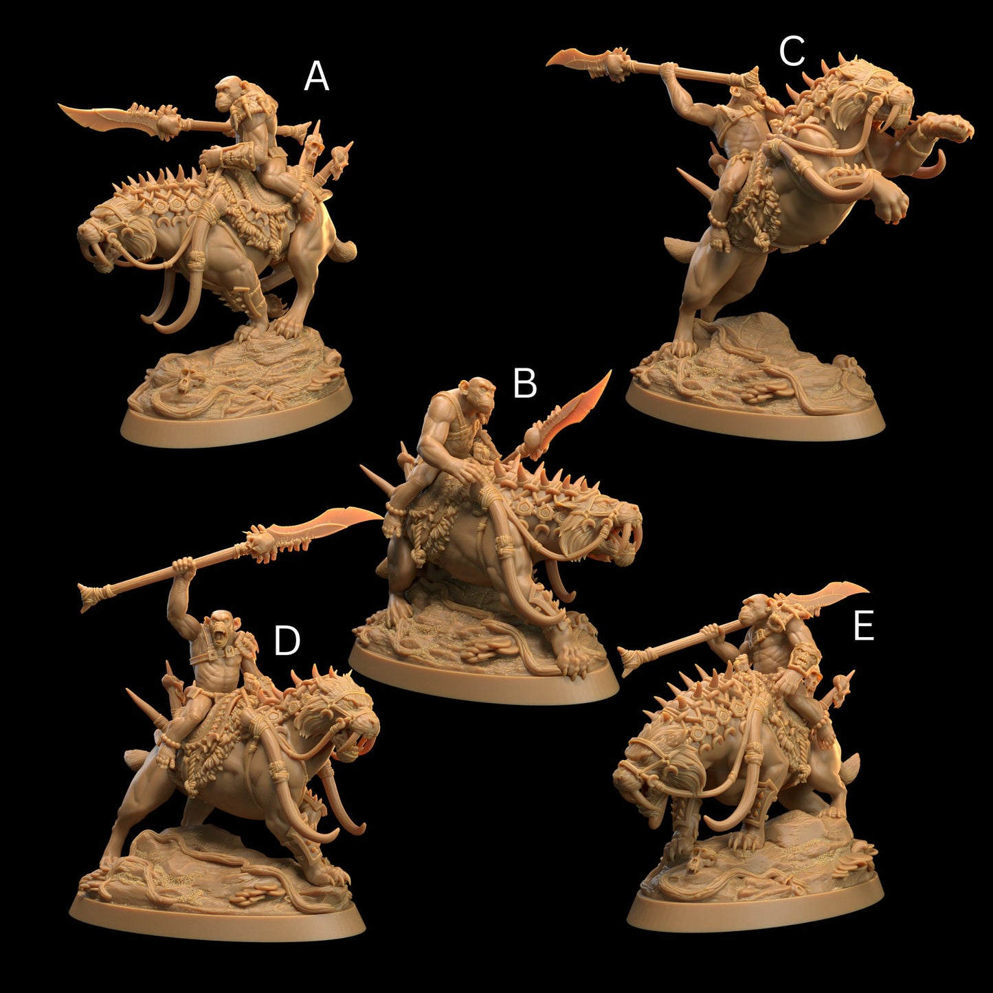 Bobokai Prowlers Set | Dragon Trappers Lodge | The Simiax Legions | 32mm Scale Resin Printed Tabletop RPG Figures For DND 5E and OPR