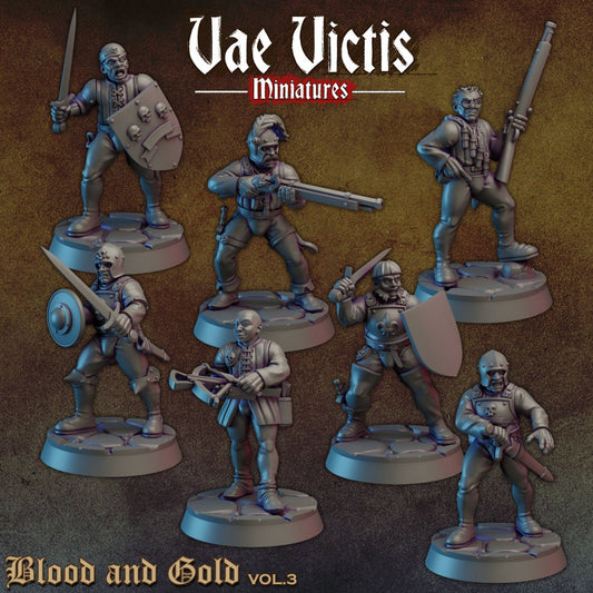 Human Mercenaries Set | Vae Victis Miniatures | 32mm Scale Resin Printed Tabletop RPG Figures for Tabletop Roleplaying or Wargaming