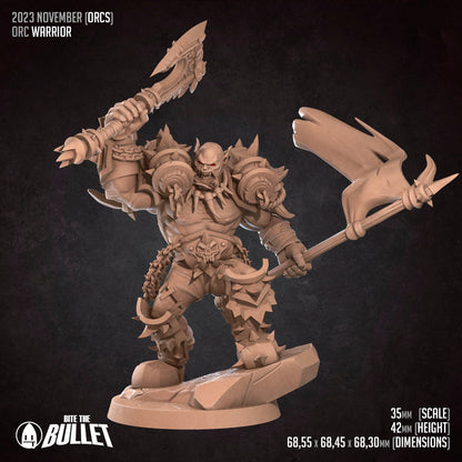 Orc Warrior | Bite The Bullet | 35mm Scale | Resin Printed Tabletop RPG Miniature Figures | DND | 5E