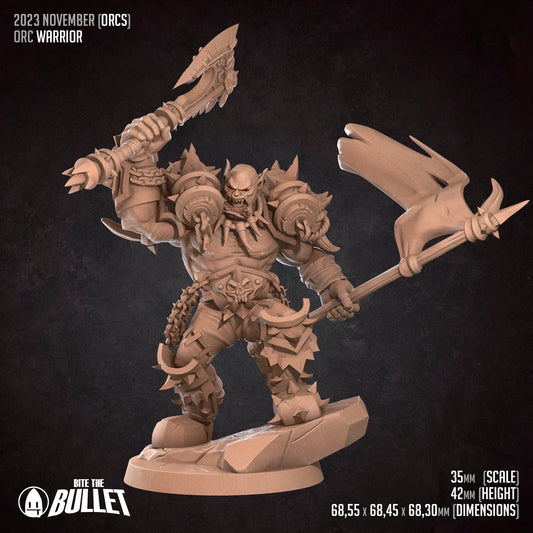 Orc Warrior | Bite The Bullet | 35mm Scale | Resin Printed Tabletop RPG Miniature Figures | DND | 5E