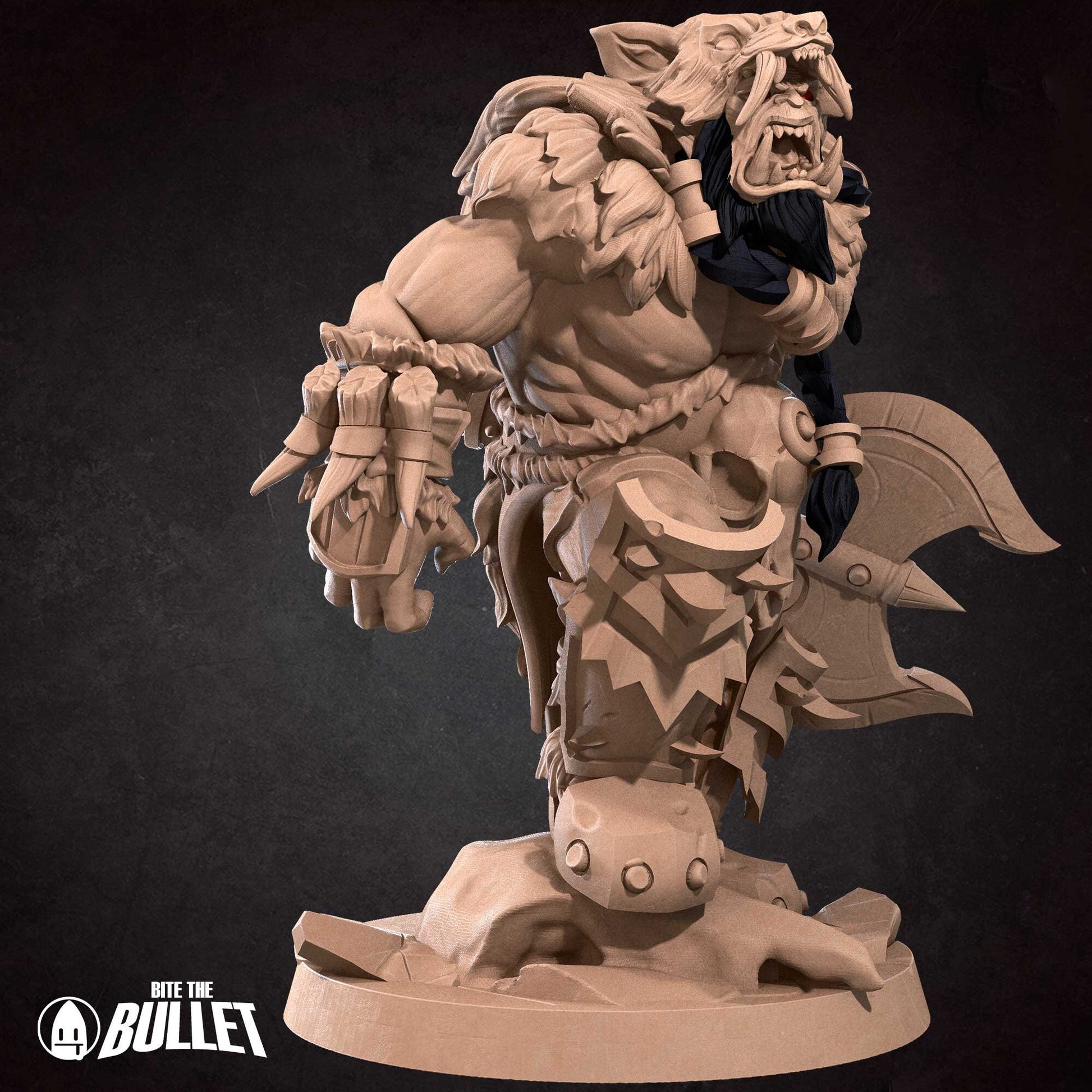 Orc Barbarian | Bite The Bullet | 35mm Scale | Resin Printed Tabletop RPG Miniature Figures | DND | 5E