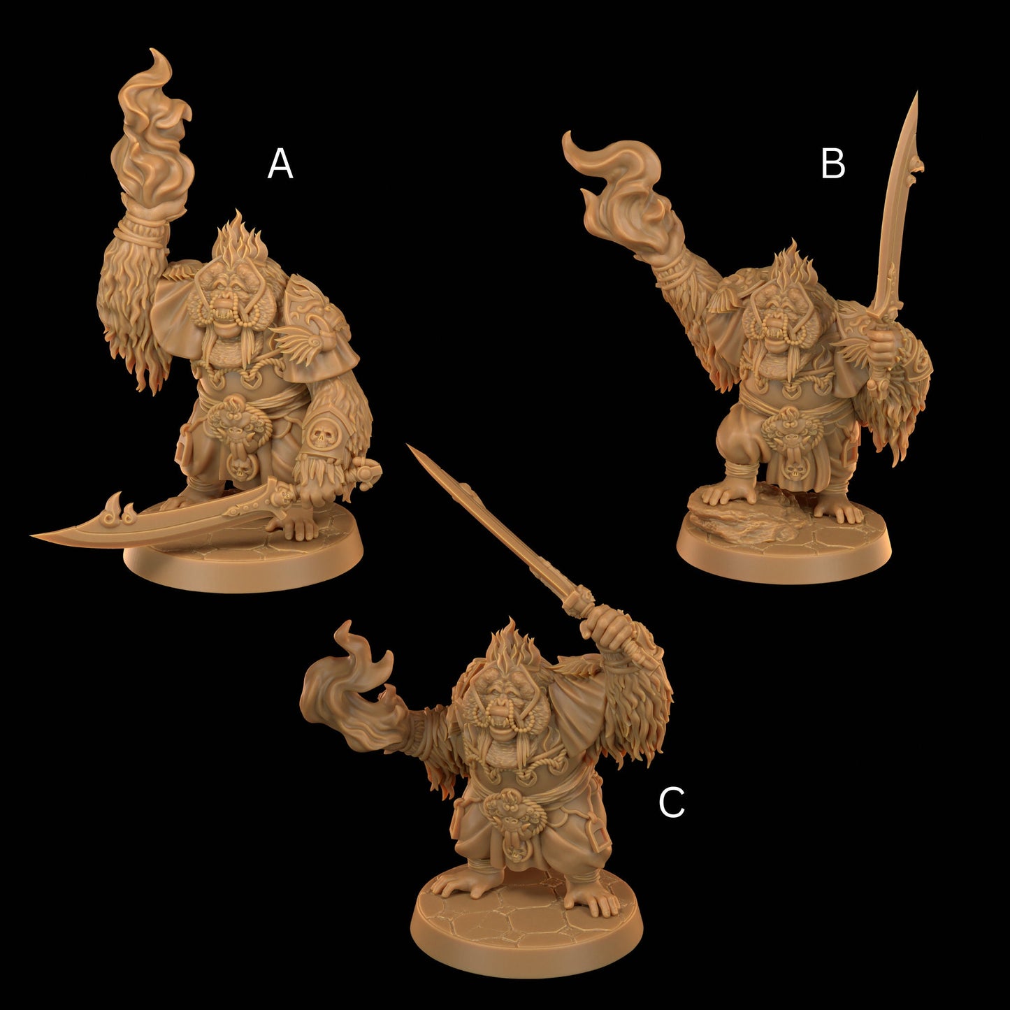 Priests of the Red Flower | Dragon Trappers Lodge | The Simiax Legions | 32mm Scale Resin Printed Tabletop RPG Figures For DND 5E and OPR