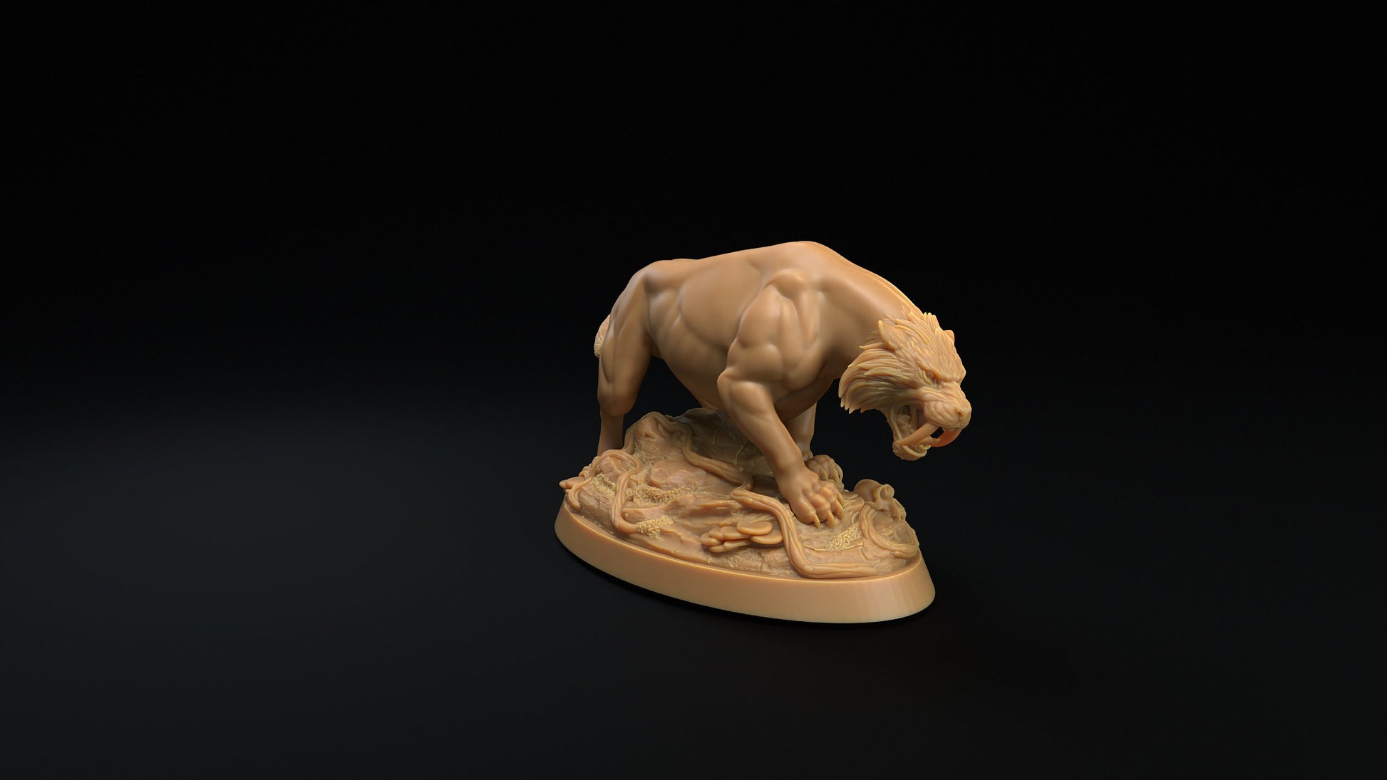 Saber-Toothed Tiger Set | Dragon Trappers Lodge | The Simiax Legions | 32mm Scale Resin Printed Tabletop RPG Figures For DND 5E and OPR