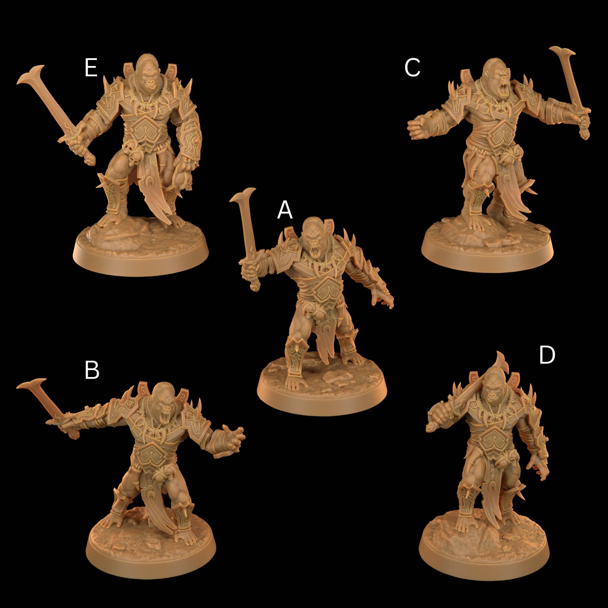Gor'kul Ragers Set | Dragon Trappers Lodge | The Simiax Legions | 32mm Scale Resin Printed Tabletop RPG Figures For DND 5E and OPR