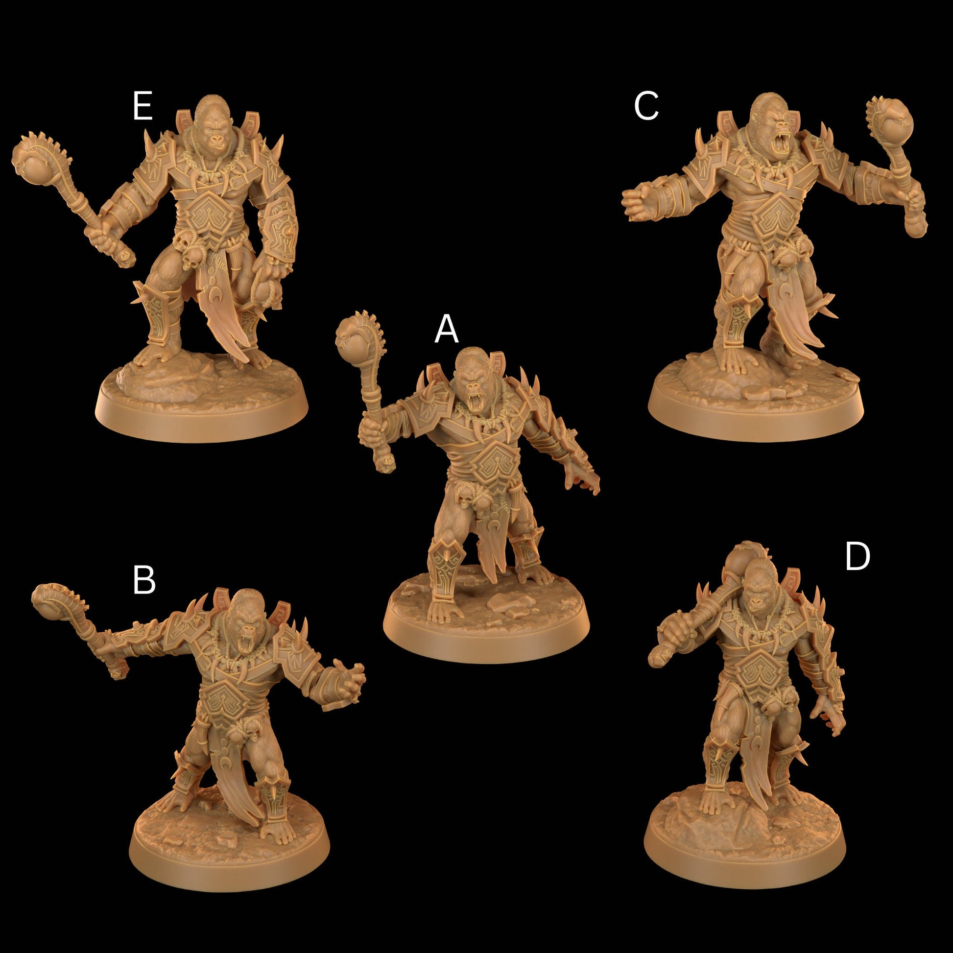 Gor'kul Ragers Set | Dragon Trappers Lodge | The Simiax Legions | 32mm Scale Resin Printed Tabletop RPG Figures For DND 5E and OPR