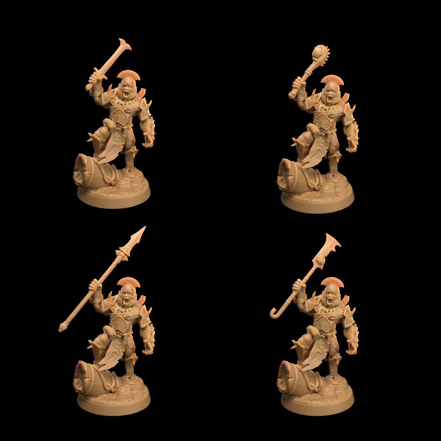 Gor'Kul Command Group | Dragon Trappers Lodge | The Simiax Legions | 32mm Scale Resin Printed Tabletop RPG Figures For DND 5E and OPR