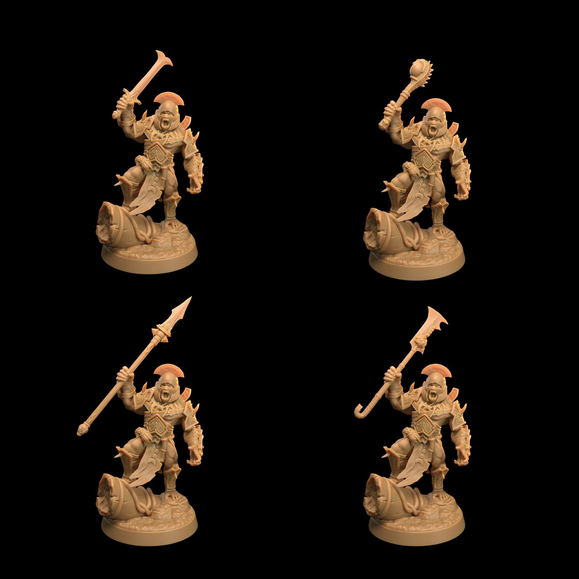 Gor'Kul Command Group | Dragon Trappers Lodge | The Simiax Legions | 32mm Scale Resin Printed Tabletop RPG Figures For DND 5E and OPR