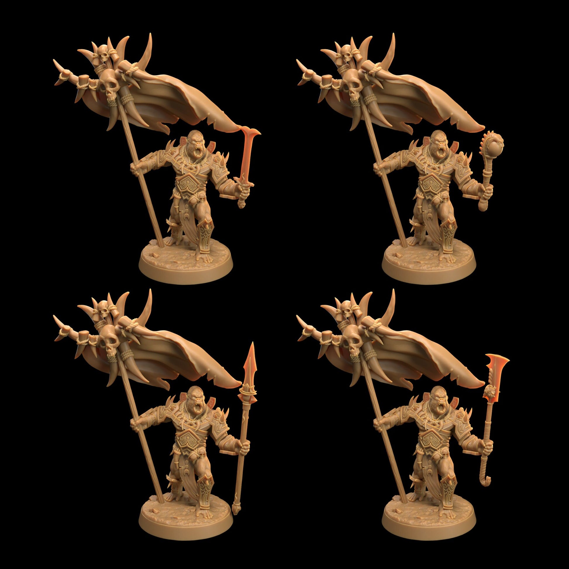 Gor'Kul Command Group | Dragon Trappers Lodge | The Simiax Legions | 32mm Scale Resin Printed Tabletop RPG Figures For DND 5E and OPR