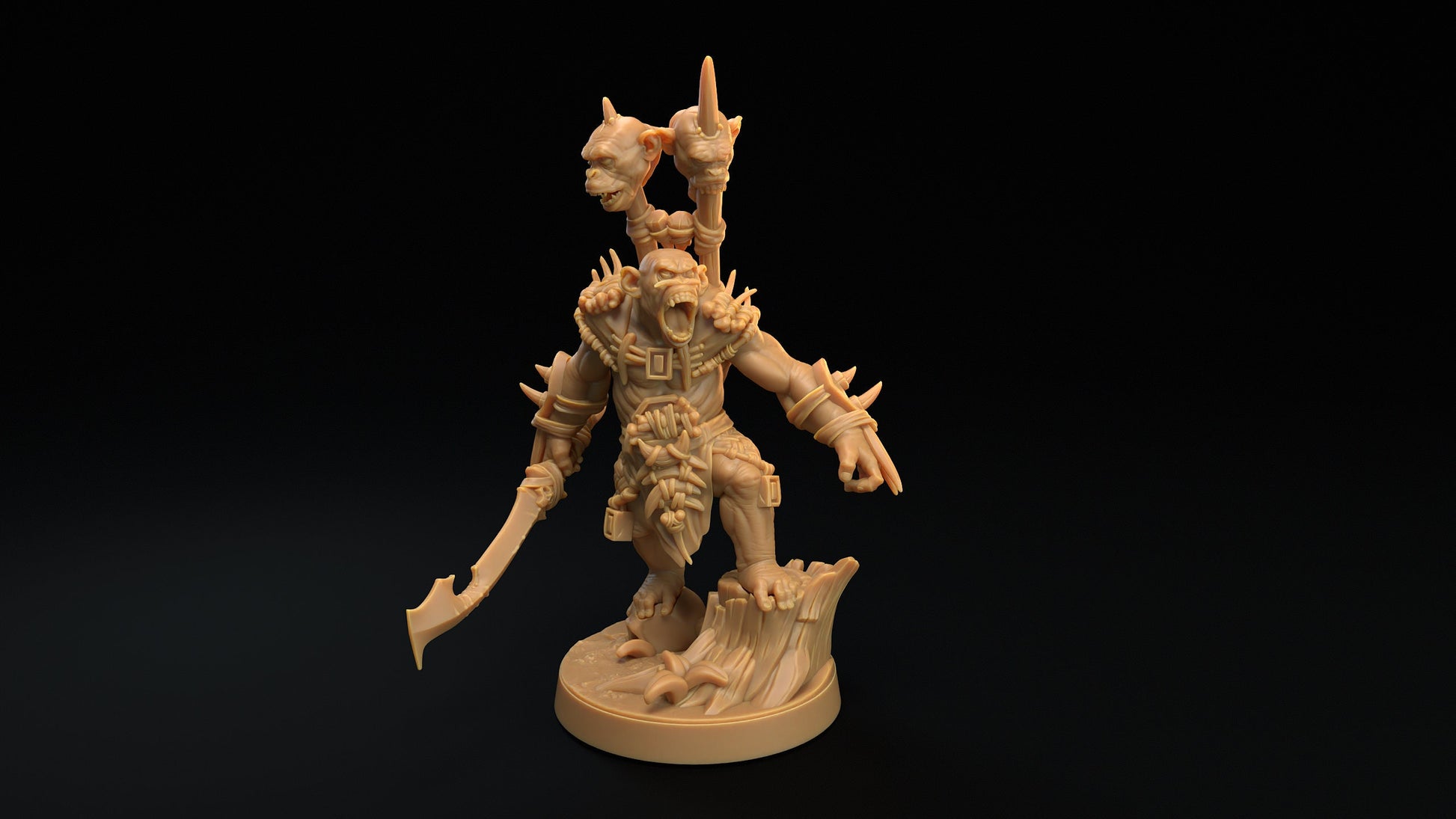 Bobokai Warlord | Dragon Trappers Lodge | The Simiax Legions | 32mm Scale Resin Printed Tabletop RPG Figures For DND 5E and OPR