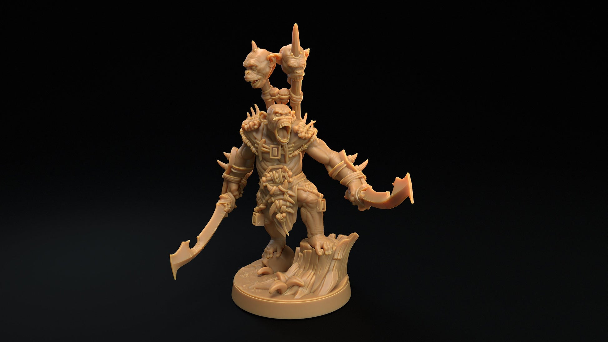 Bobokai Warlord | Dragon Trappers Lodge | The Simiax Legions | 32mm Scale Resin Printed Tabletop RPG Figures For DND 5E and OPR