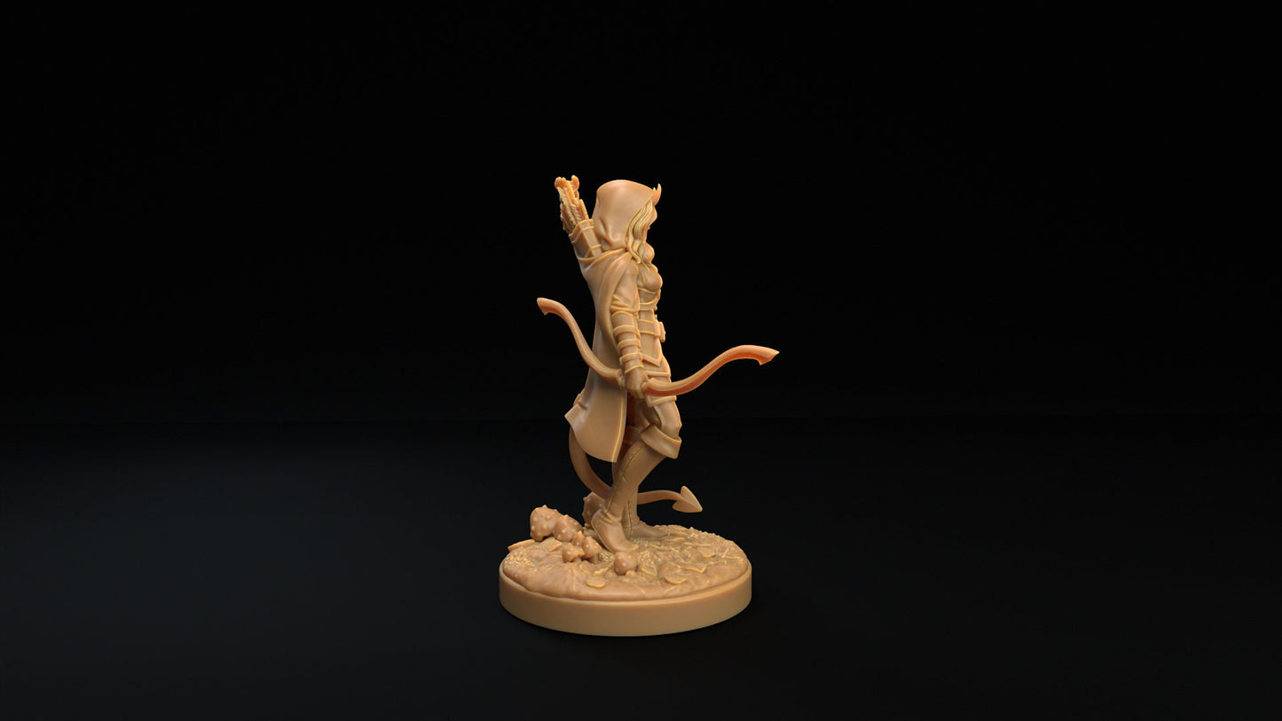 Tiefling Archer | Dragon Trappers Lodge | Winter Advent Calendar | 32mm Scale Resin Printed Tabletop RPG Figure For DND 5E and OPR