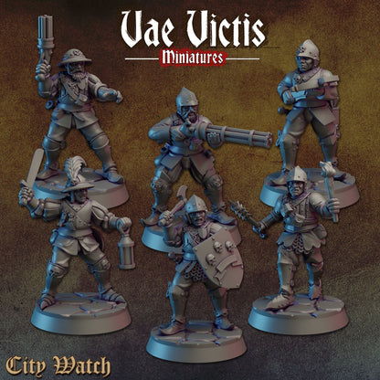 City Watch Set | Vae Victis Miniatures | Militiamen | 32mm Scale Resin Printed Tabletop RPG Figures for Tabletop Roleplaying or Wargaming