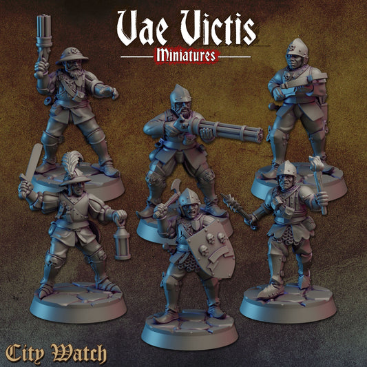 City Watch Set | Vae Victis Miniatures | Militiamen | 32mm Scale Resin Printed Tabletop RPG Figures for Tabletop Roleplaying or Wargaming