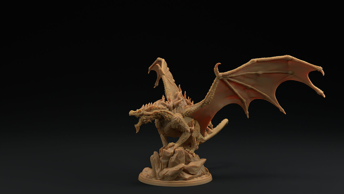 Infernorthor | Dragon Trappers Lodge | Draconic Tyrant | Fire Storm Dragon | 32mm Scale Resin Printed Tabletop RPG Figure For DND 5E