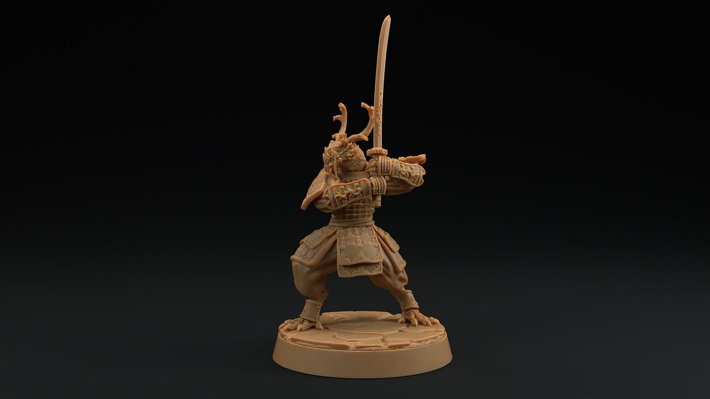 Ryuji Jadescale | Dragon Trappers Lodge | Draconic Hero | Samurai Dragonborn | 32mm Scale Resin Printed Tabletop RPG Figure For DND 5E