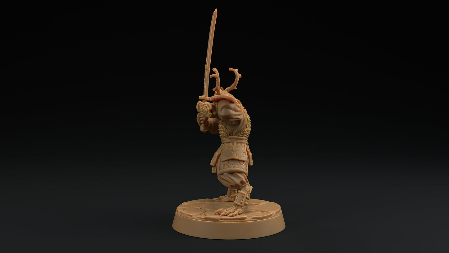 Ryuji Jadescale | Dragon Trappers Lodge | Draconic Hero | Samurai Dragonborn | 32mm Scale Resin Printed Tabletop RPG Figure For DND 5E