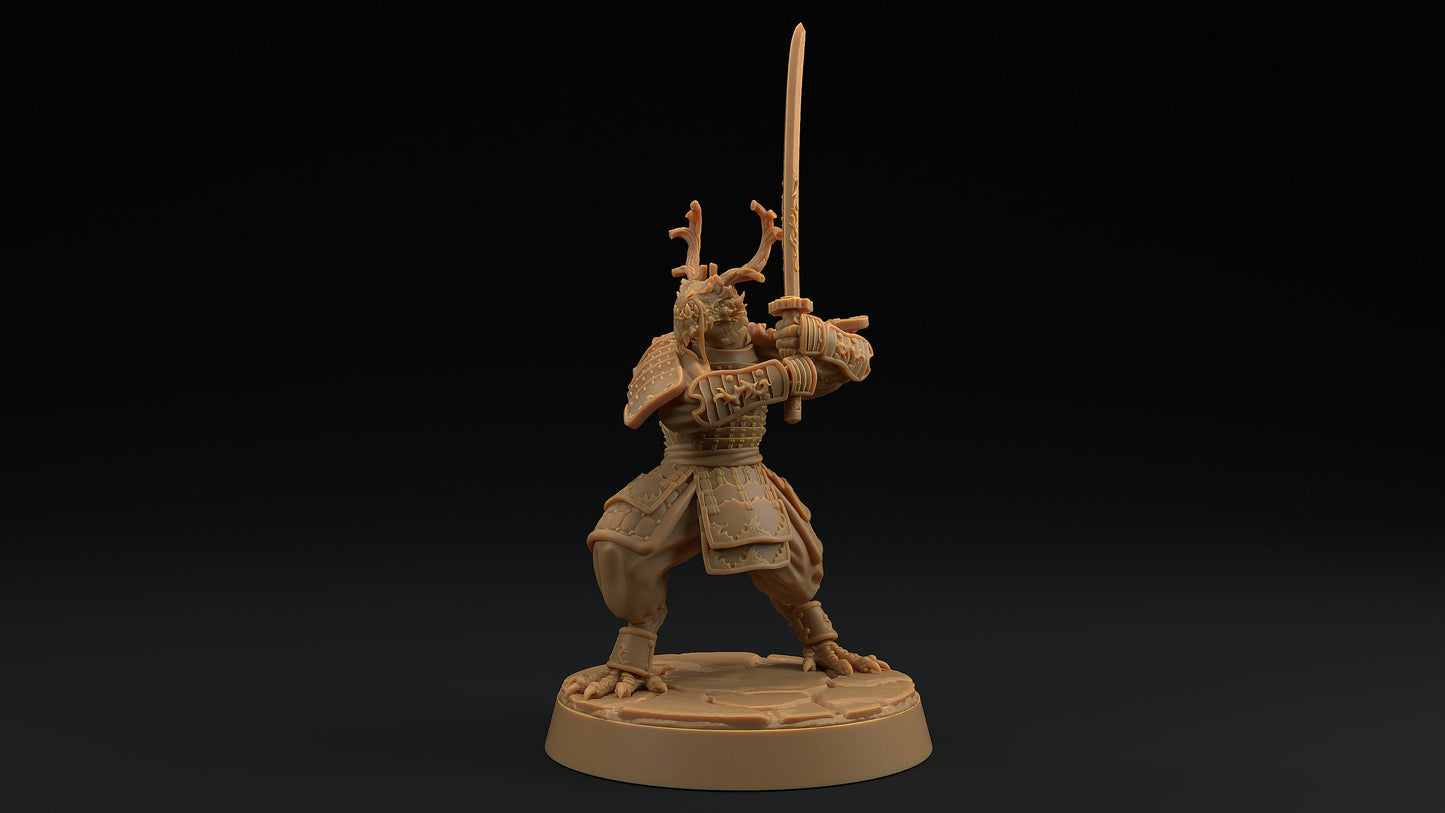Ryuji Jadescale | Dragon Trappers Lodge | Draconic Hero | Samurai Dragonborn | 32mm Scale Resin Printed Tabletop RPG Figure For DND 5E