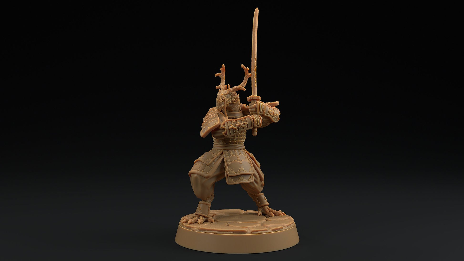 Ryuji Jadescale | Dragon Trappers Lodge | Draconic Hero | Samurai Dragonborn | 32mm Scale Resin Printed Tabletop RPG Figure For DND 5E