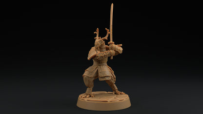 Ryuji Jadescale | Dragon Trappers Lodge | Draconic Hero | Samurai Dragonborn | 32mm Scale Resin Printed Tabletop RPG Figure For DND 5E