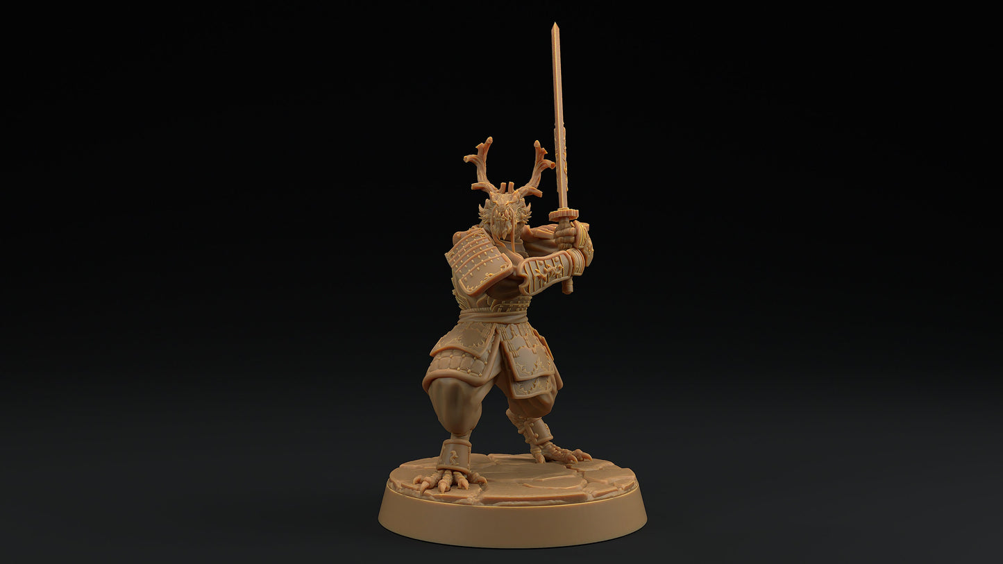 Ryuji Jadescale | Dragon Trappers Lodge | Draconic Hero | Samurai Dragonborn | 32mm Scale Resin Printed Tabletop RPG Figure For DND 5E