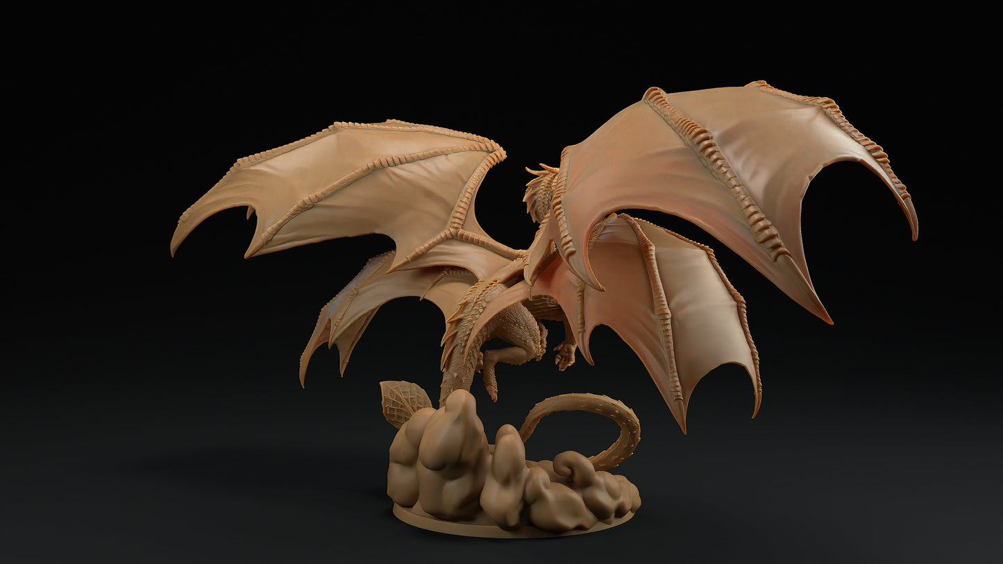 Zephys | Dragon Trappers Lodge | Draconic Tyrant | Wind Dragon | 32mm Scale Resin Printed Tabletop RPG Figure For DND 5E