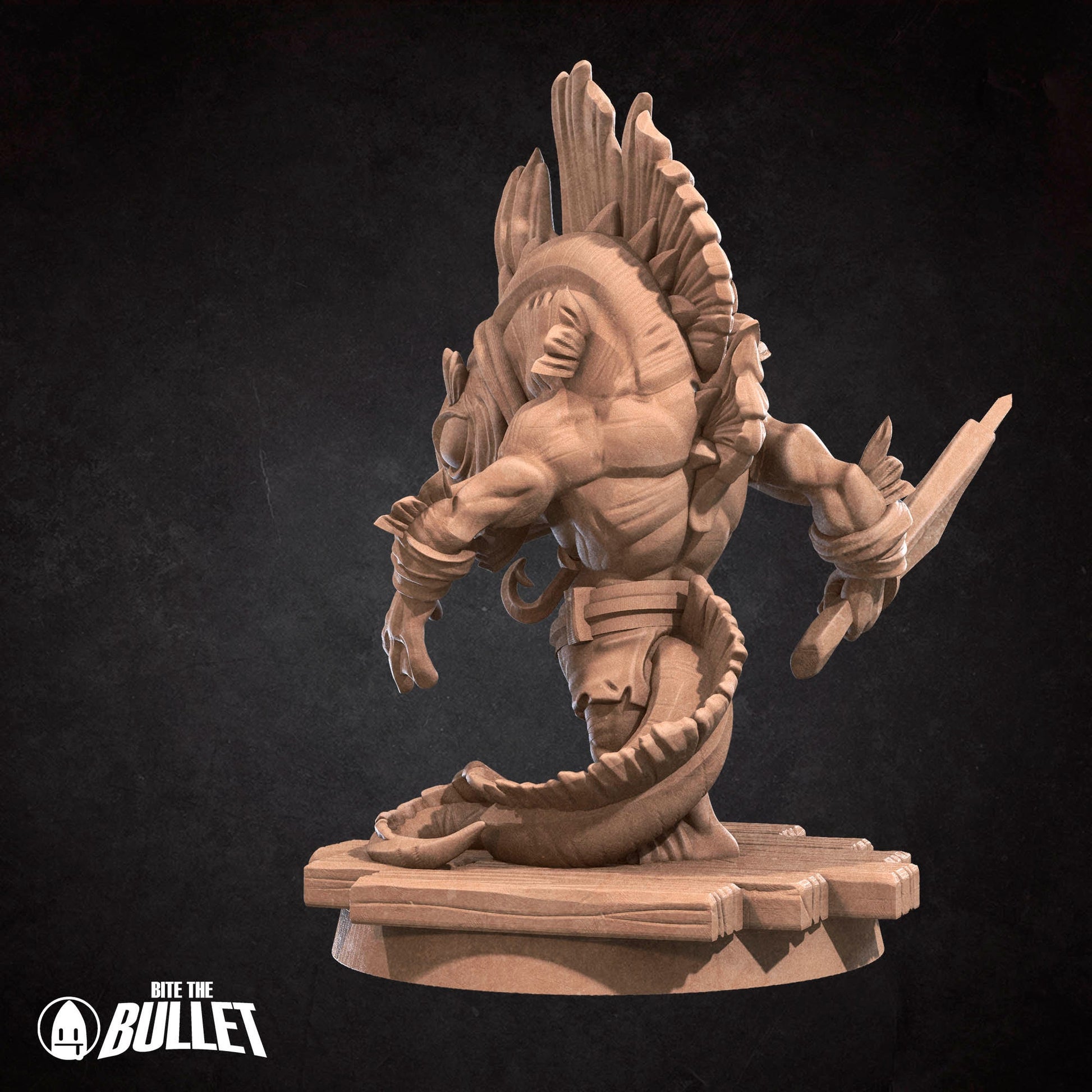 Locathah Swordsman | Bite The Bullet | Bullet Town Fishing Village | 35mm Scale Resin Printed Tabletop RPG Miniature Figures For DND 5E