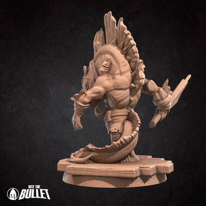 Locathah Swordsman | Bite The Bullet | Bullet Town Fishing Village | 35mm Scale Resin Printed Tabletop RPG Miniature Figures For DND 5E
