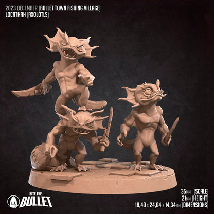 Axolotl Bandit Bros | Bite The Bullet | Bullet Town Fishing Village | 35mm Scale Resin Printed Tabletop RPG Miniature Figures For DND 5E