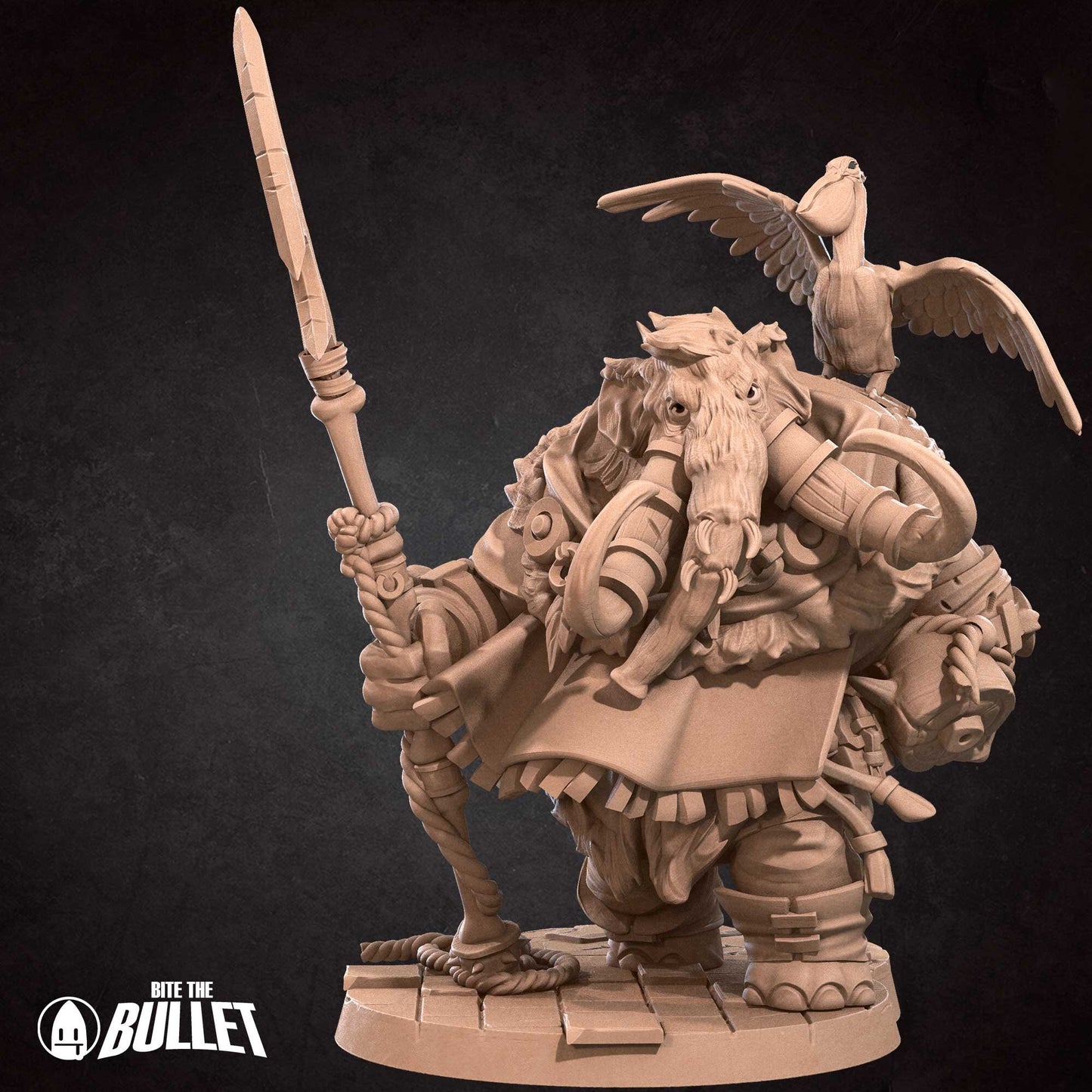Loxodon Hunter | Bite The Bullet | Bullet Town Fishing Village | 35mm Scale Resin Printed Tabletop RPG Miniature Figures For DND 5E