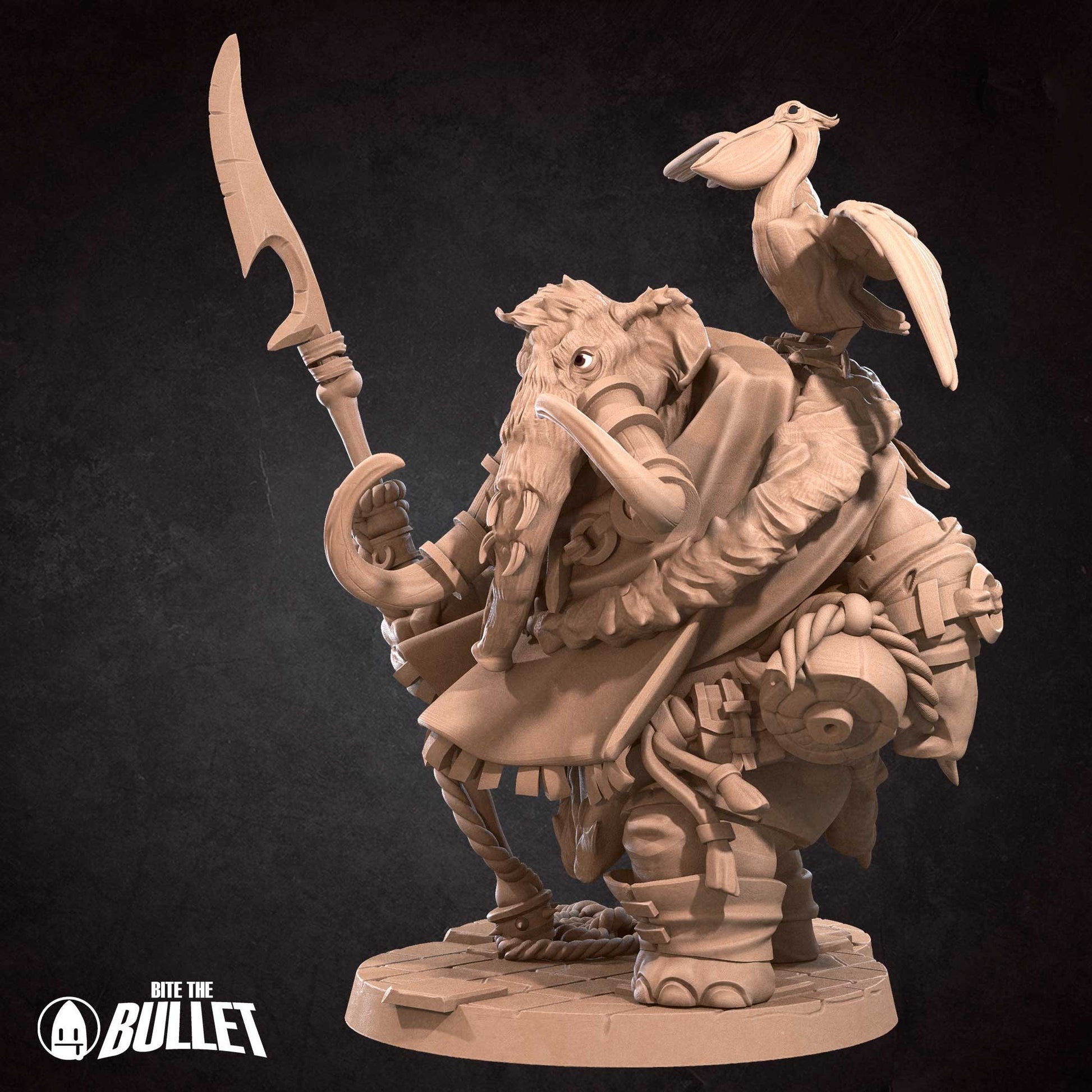 Loxodon Hunter | Bite The Bullet | Bullet Town Fishing Village | 35mm Scale Resin Printed Tabletop RPG Miniature Figures For DND 5E